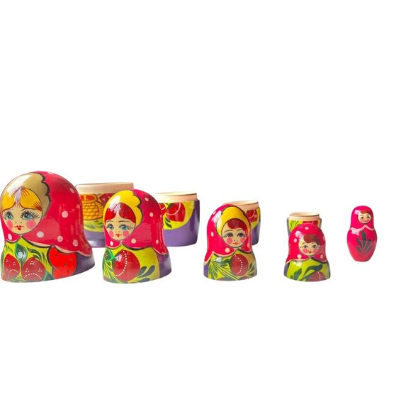 Hand-Painted Russian Matryoshka Nesting Dolls Set Of Five 6.5” tall Gift - Picture 2 of 15